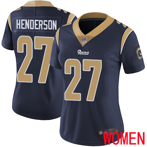 Los Angeles Rams Limited Navy Blue Women Darrell Henderson Home Jersey NFL Football #27 Vapor Untouchable->women nfl jersey->Women Jersey